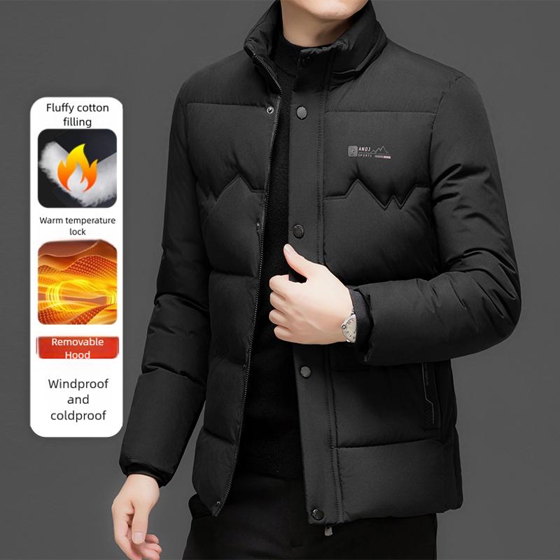 

Зимняя парка Толстое теплое мужское пальто с капюшоном Пуховик Мужская толстая ветрозащитная хлопковая верхняя одежда Мужское пальто с подкладкой для защиты от снега и холода 4XL (180cm 85kg) чёрный