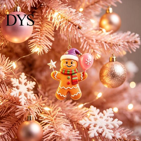 Christmas Home Window Decor Gingerbread Man Tree Hanging Ornaments, Wooden Decorative Pendants, Festive Party Favor Tags Lightweight Rustic