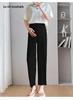 Fashionable Plus Size Maternity High-Waisted Ice Silk Summer Pants with Tummy Support