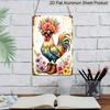 2D Flat - Cool Rooster with Sunglasses & Flowers Metal Sign - Funny Farmhouse Decor Durable Aluminum Material 8*12 Inches Farmhouse Kitchen Wall