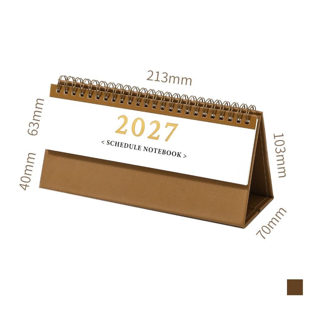 Oct. 2026 - Dec. 2027 2027 Mini Desk Calendar Foldable Record Calendar Double-coil Calendar Office