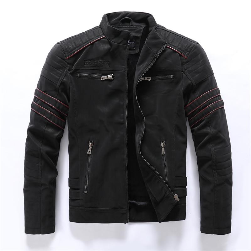 Men's PU Leather Aviator Motorcycle Jacket with Multi-Embroidery - Trendy Youth Fashion