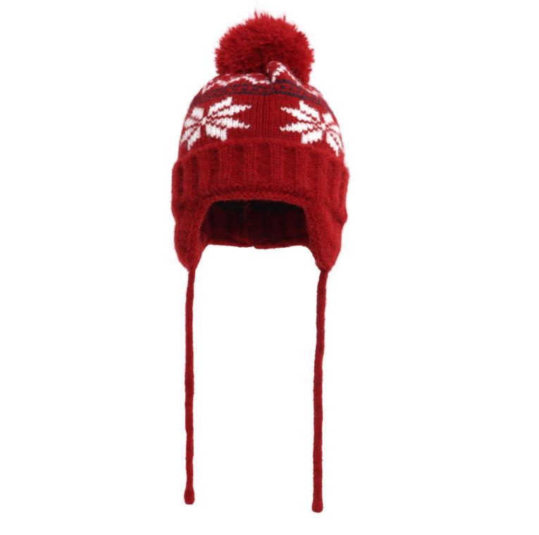 2025 Women's Retro Snowflake Wool Knitted Hat with Fleece-Lined Ear Protection
