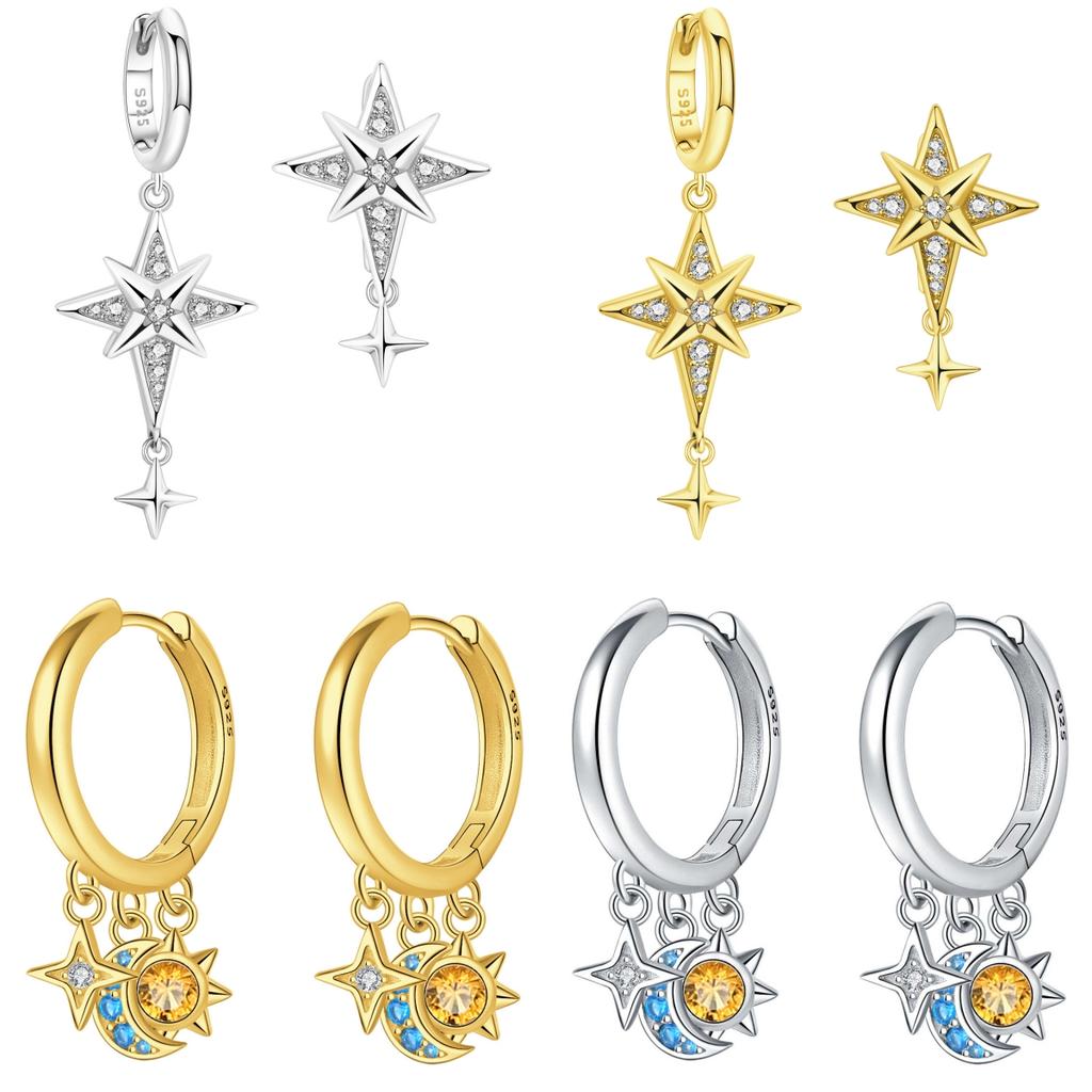 Orstarry 925 Silver Asymmetric Starry Earrings Original Jewelry Drop Earrings Women Jewelry Party Anniversary Gifts