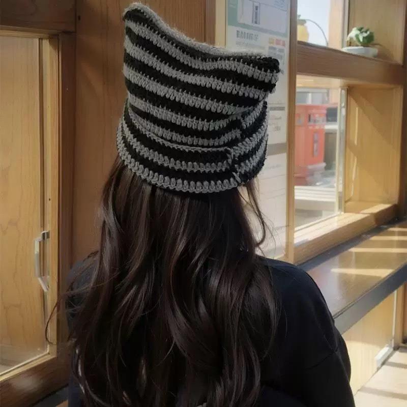 Cute Little Devil Handmade Knitted Wool Hat Children Cute Pointed Pullover Cold Hat