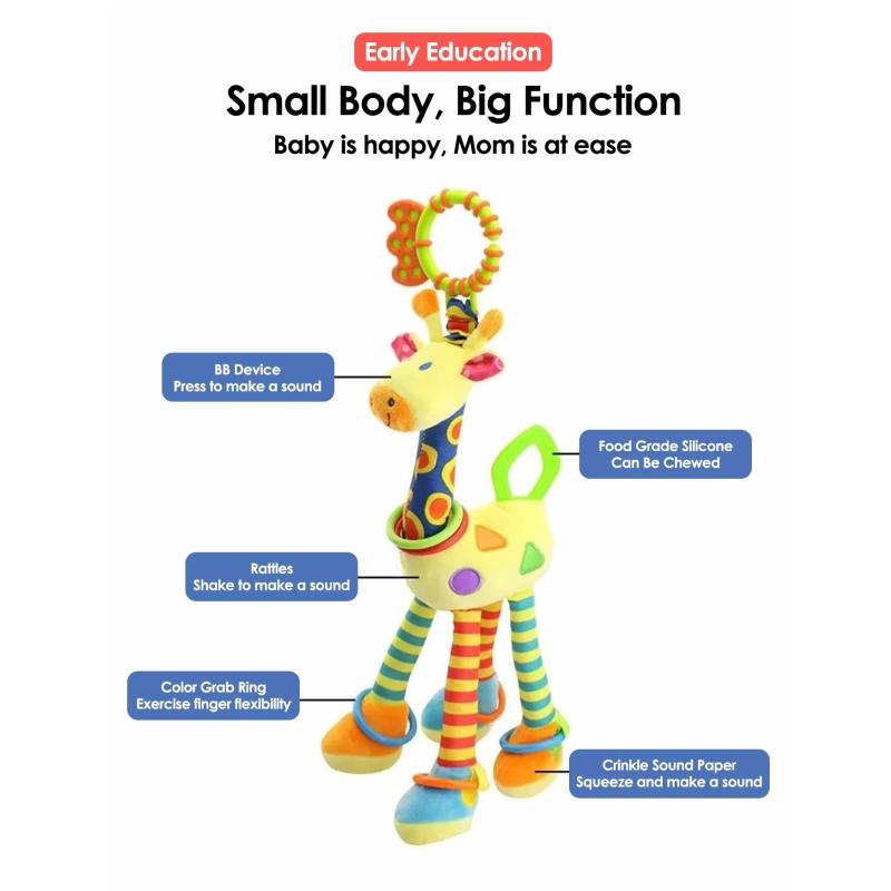 Soft Giraffe Handbells Rattles Plush Infant Baby Development Handle Toys WIth Teether Baby Toy For Newborn Gifts