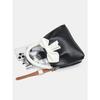 Fashiable and versatile color blocking small square bag with bow and pleated black handbag