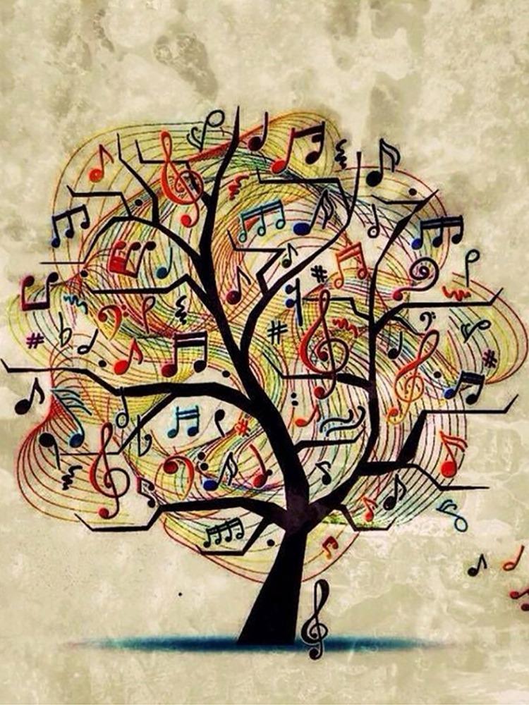 Music Notes Diamond Mosaic Painting 5d Full Drill Round New Abstract Pictures Diamonds Creative Hobby Gift Embroidery