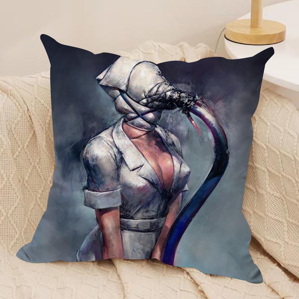 SSilent HHill Anime Cushion Cover Soft Plush Fabric DoubleSided Printed Sofa Cushion Cover for All Seasons Home Decor Gift