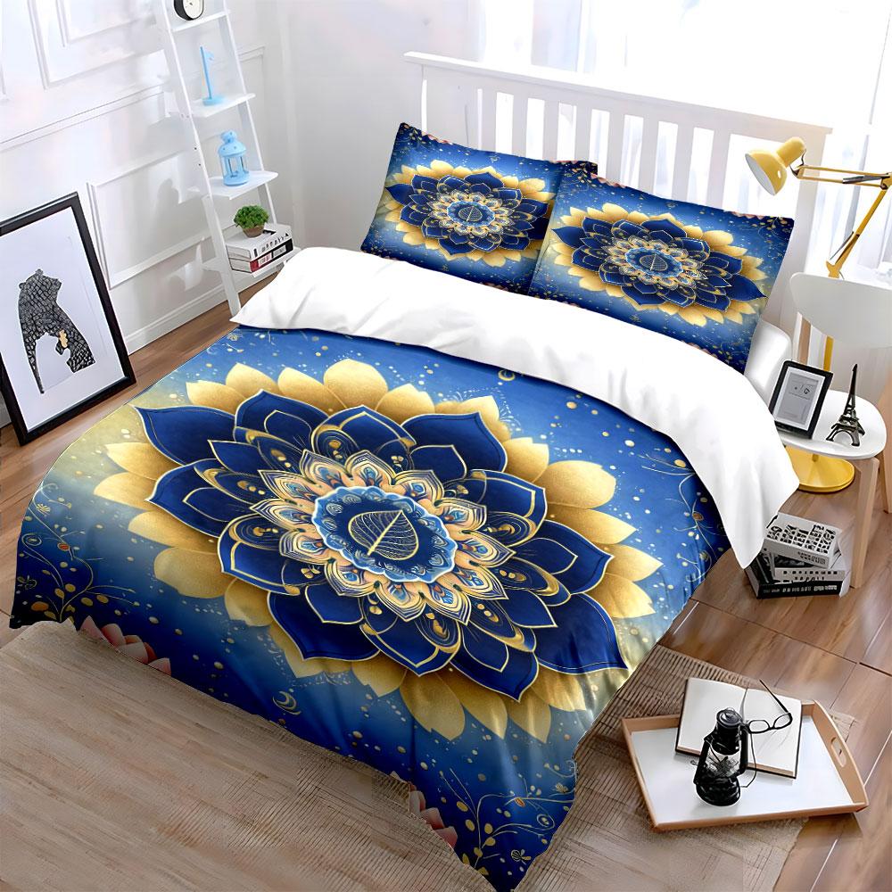 Mandala with Floral Elements. Bedding Sets Duvet Cover Sets Duvet Covers Pillowcases(1 * Duvet Cover 2 * Pillowcases, Without Duvet Insert)