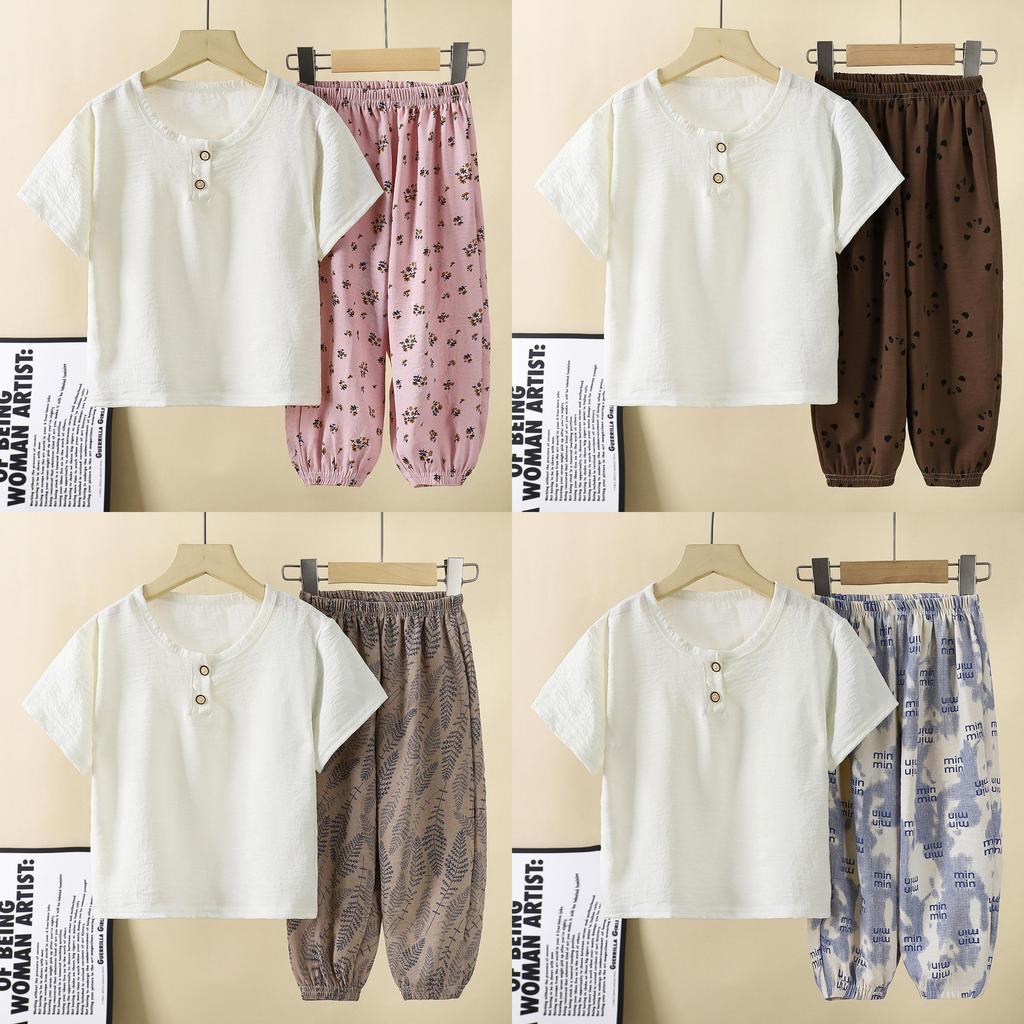 Baby Boy Summer Outfit Set With Ice Silk Fabric For Toddler Kids Casual Wear