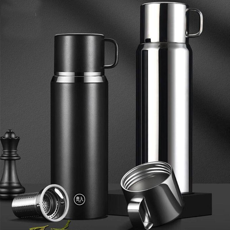 Термокружка/термос из нержавеющей стали 800/1000/1200 мл с ситечком для чая, двухслойная вакуумная колба, большая емкость, портативная бутылка для воды 800ml