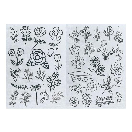 2 Sheets Water Soluble Embroidery Stabilizer DIY Stick Stitch Embroidery Paper with Pre-Printed Flowers Leaves Animals Pattern Beginners Sewing Lover
