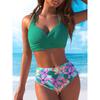 Europe, America, Solid Color Neck Twist Bag Bikini Bikini High Waist Split Swimsuit Women's High Sense