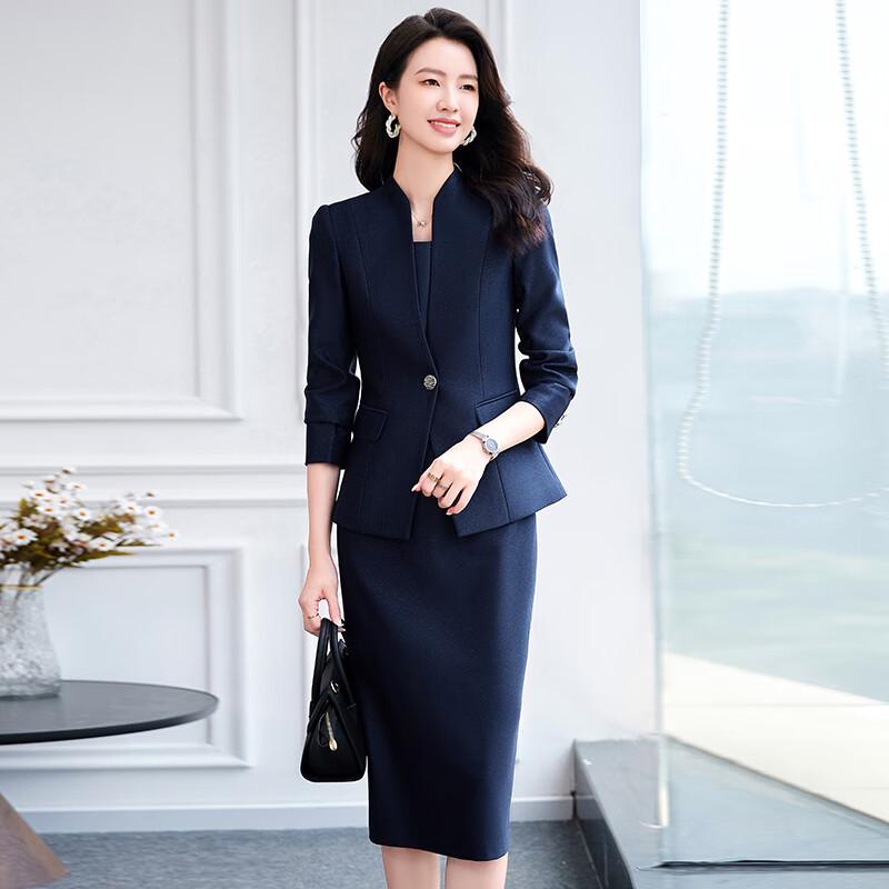 Женский профессиональный костюм-двойка: пиджак и платье M