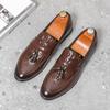 Men's Plus Size Crocodile Pattern Slip-on Loafers - Trendy Casual Leather Shoes