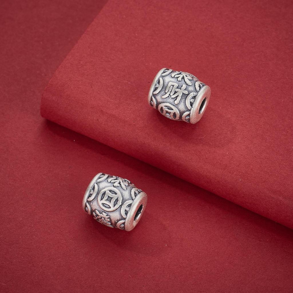 Sterling Silver 999 Copper Coin Spacer Bead: Chinese Luck Charm for DIY Beading and Rope Bracelets