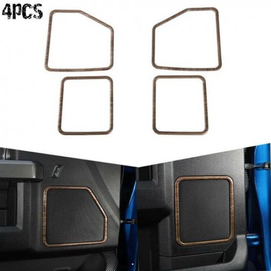 

4pcs Car Door Speaker Frame Trim Decor Cover For 15-20 Ford F150 Wood Grain