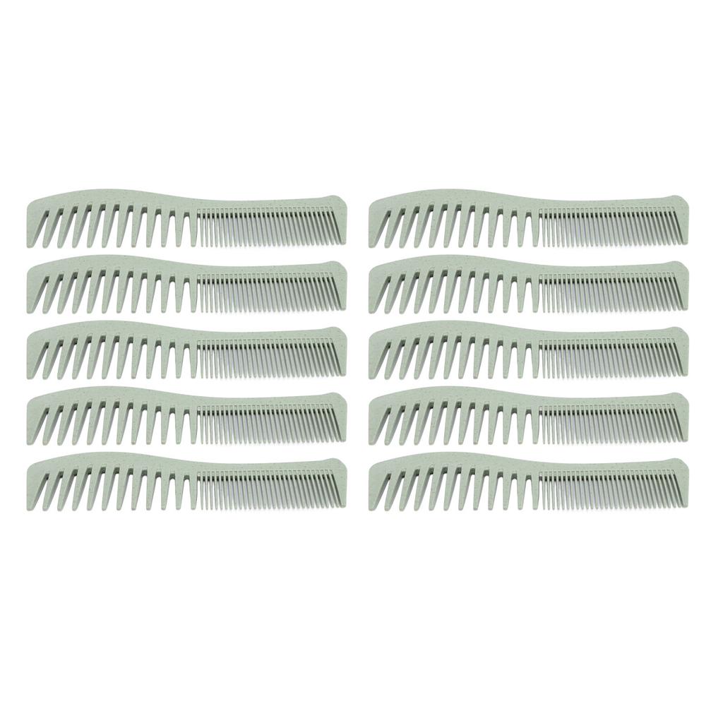 10 Pcs Wheat Straw Double Headed Hair Comb Reduce Tangling Wet Dry Hair Use Wide Fine Tooth Detangli