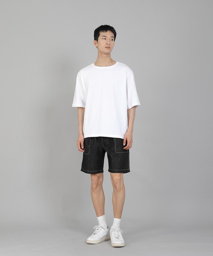 Seinteukeulu Plain R-Neck Half-Sleeve T-Shirt Rhr-896 White