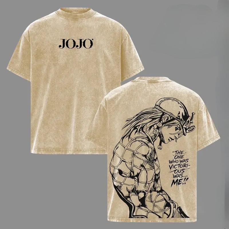 JoJo's Bizarre Adventure Brando Diego Printed Tee Men Women Washed Cotton T-shirts Manga Vintage T Shirt Harajuku Male Tshirt