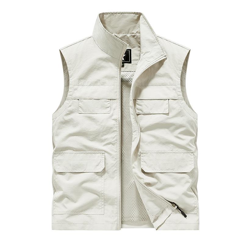 

Men s Windproof Waterproof Multi-Pocket Outdoor Photography Vest XL бежевий