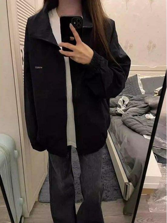 Women's American Retro Stand Collar Baseball Jacket - New, Loose, Versatile Spring Coat