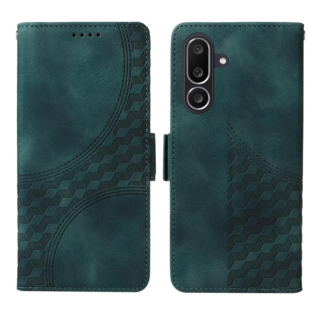 For Samsung Galaxy M56 5G Leather Cases Wallet Rhombus Imprinted Phone Cover Stand with Strap