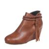 Retro Women Platform Boots Tassel Wedges Boots Women Zipper Solid Color Short Booties Round Toe Shoes for Women Zapatos De Mujer