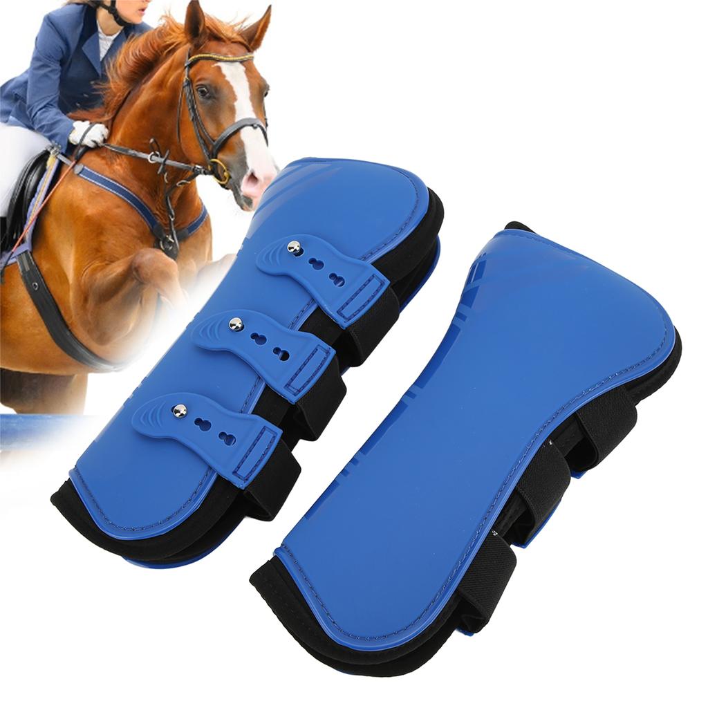 2pcs Horse Front Leg Boots PU Shell Horse Tendon Boots for Jumping Running SportsBlue Front Legs L