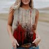 Women's Round Neck Casual Sleeveless Halloween Printed Vest T-Shirt Top