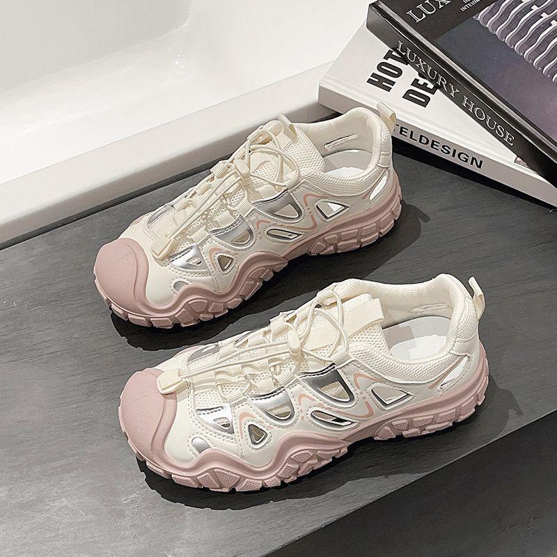 thick-soled ugly cute hollow sports sandals women's summer breathable versatile single shoes lightweight sports casual hole shoes