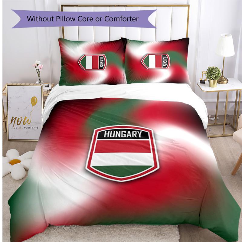 Set Biancheria da Letto Stampata Calcio Ungheria 3 Pezzi Copriletto Traspirante Accogliente come Regalo per Inaugurazione Casa o Festa