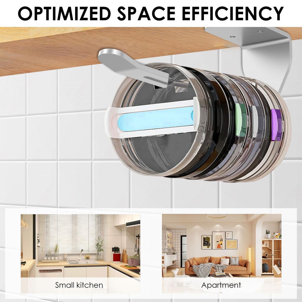 2 Stück Becherdeckel Aufbewahrungshalter Aluminiumlegierung Selbstklebend Tassen-Deckel Organizer Rack Platzsparend für Küche Unterschrank