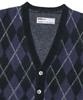 Nomanual Argyle Hairy Cardigan - Dark Navy