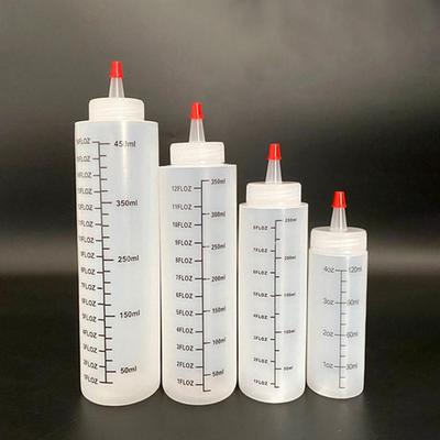 4Pcs Scale Juice Oils Plastic Squeeze Squirt Bottle Capacity Top Cap Squeeze Dispensing Bottles