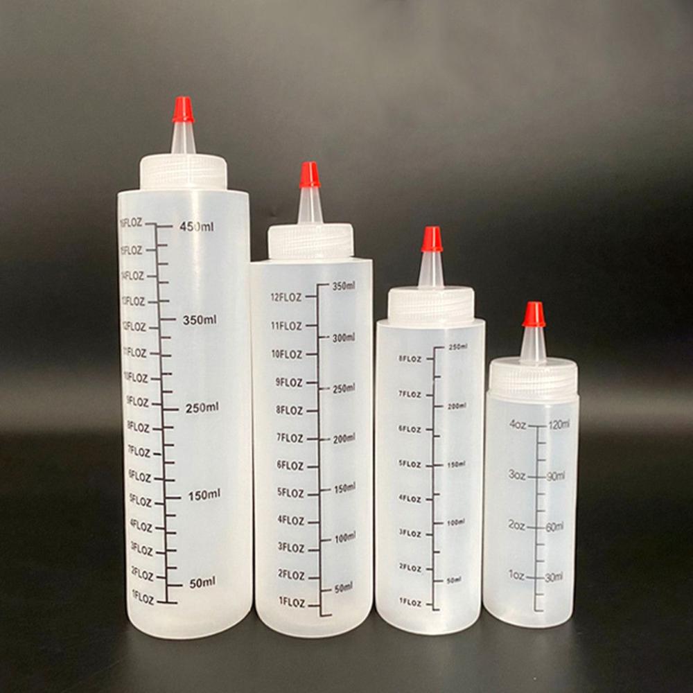 

4Pcs Scale Juice Liquid Plastic Squeeze Squirt Bottle Squeeze Dispensing Bottles Top Cap Capacity 120ml