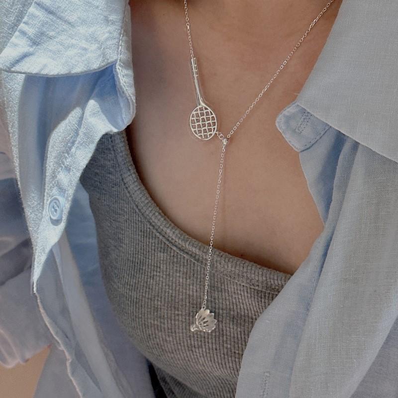 925 Silver Badminton Birdie Necklace for Women Design Unique Athleisure Adjustable Jewelry Gift
