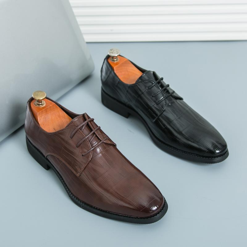 New Men's Leather Shoes High Quality Casual Oxfords Business Work Shoes Black Brown Lace-up Comfortable Party Wedding Man Shoes