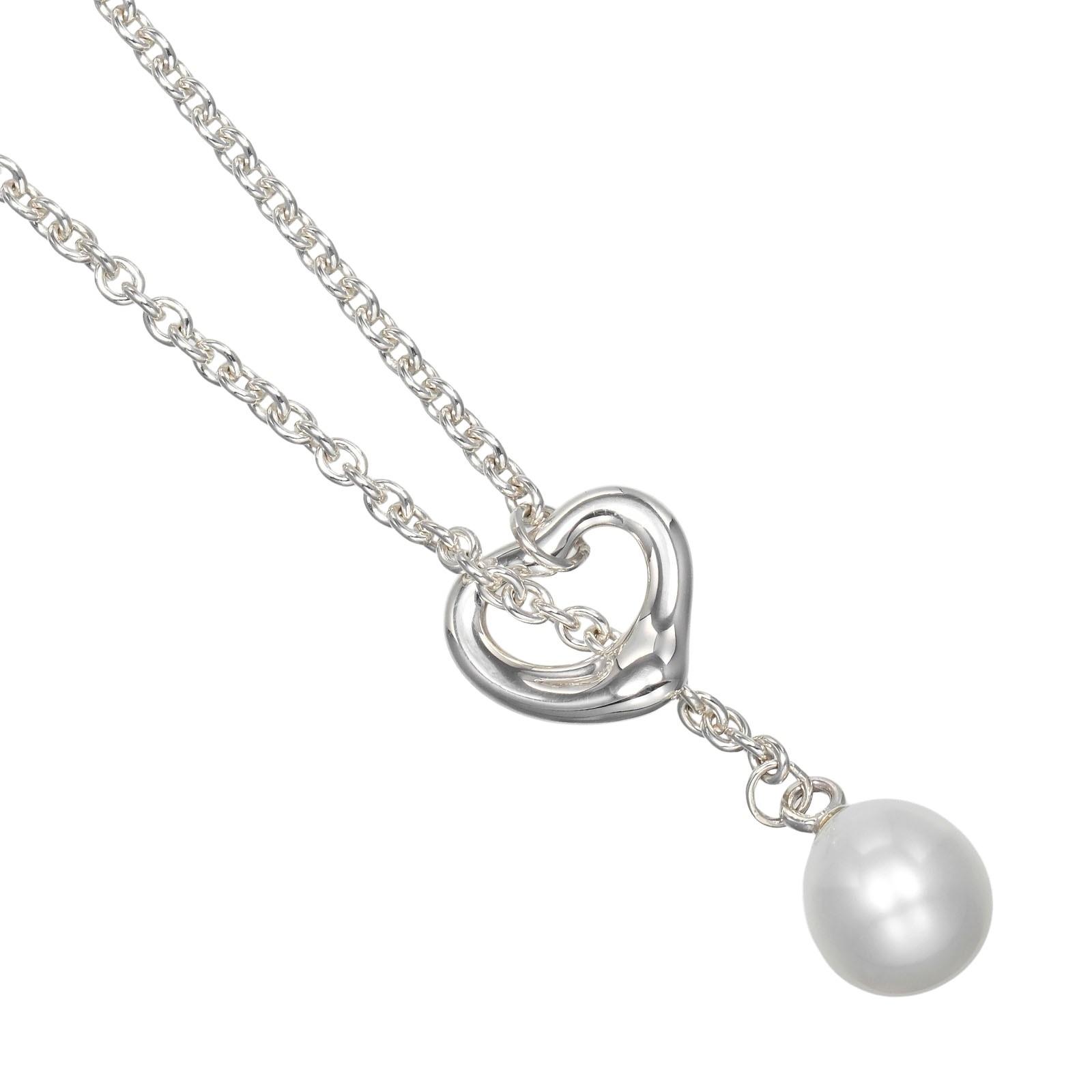 

TIFFANY&Co. Open heart lariat Necklace Silver925/Pearl 5.68g Women Used