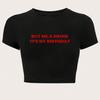 Trendy Cross-Border E-commerce Birthday Print Cropped T-shirt: Sexy Slim-Fit Short Sleeve Top