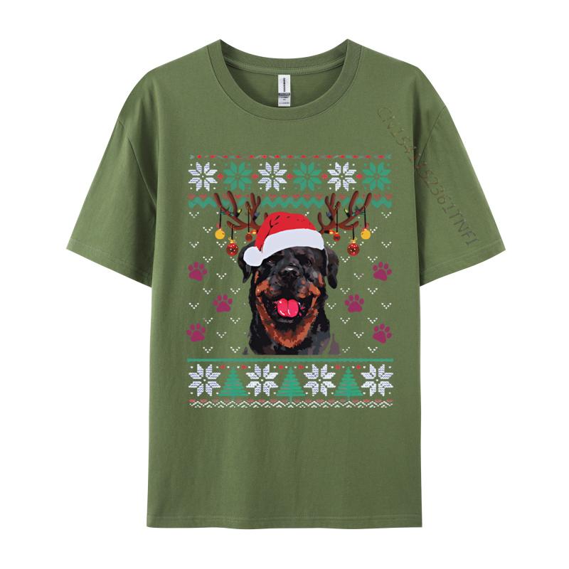 Rottweiler Christmas Santa Reindeer T Shirt Men New Fashion Tee Shirts Mens Casual TShirts Luxury Designer