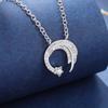 Fashion 925 Sterling Silver Moon And Star Crystal Pendant Necklaces