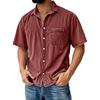 Men's Vintage Button Down Bowling Shirts Short Sleeve Summer Beach Shirt