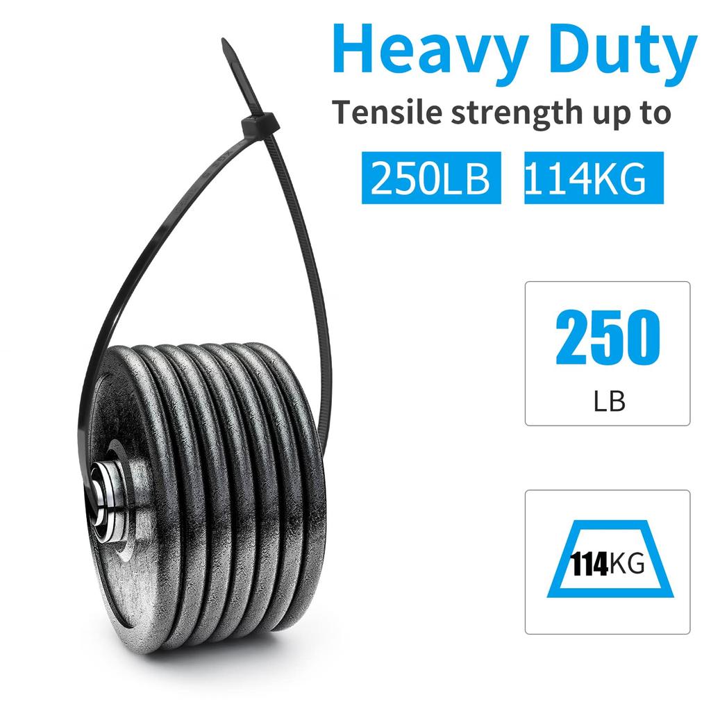 XINGO 12-inch White Zip Ties, Heavy Duty, 80-Piece Set, 250 lbs, Super Strong Plastic Wire Ties, Large Cable Ties, Extra Long Tie Wraps, UV Resistant