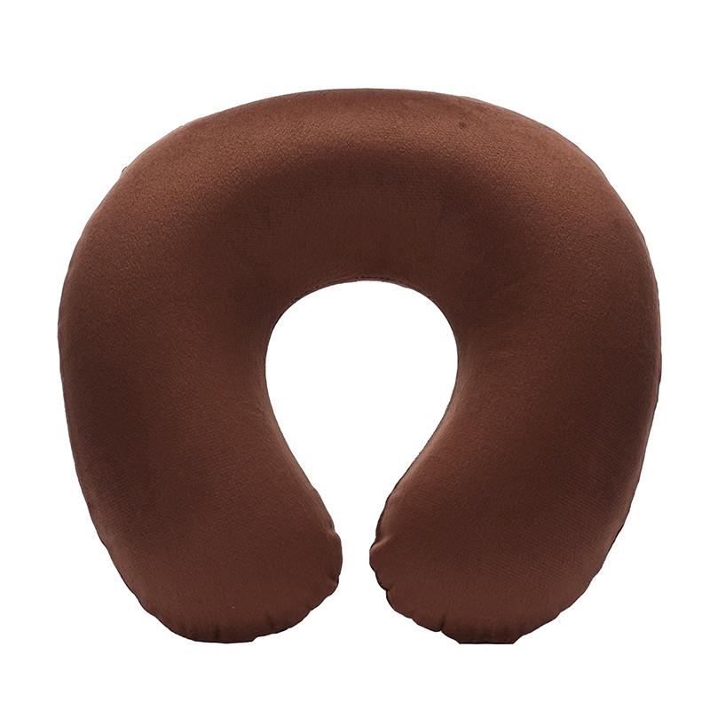 Almohada de Viaje en Forma de U Coche Aire Vuelo Oficina Almohada Inflable para el Cuello Funda de Felpa Corta Soporte de PVC Reposacabezas Cojín Suave para Lactancia