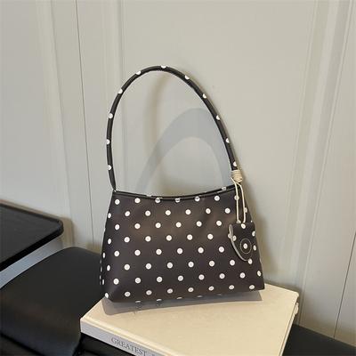 Retro Maillard Polka Dot Small Underarm Shoulder Bag For Women Daily Commuting