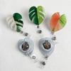 Acrylic Plant Leaf Cute Nurse Badge Reels Heavy Duty Retractable 360 Alligator Clip ID Holder For Student Doctor