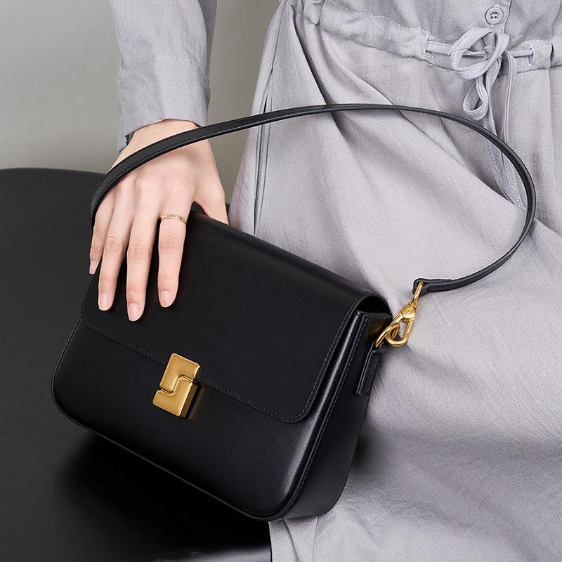 Leather bag women's bag new spring and summer messenger bag women's commuting shoulder tofu bag small square bag cowhide bag