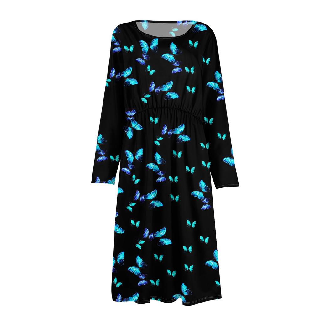 Women's Fashionable Floral And Leaf Loose Dress